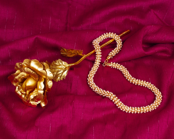 Gold-Plated Alloy Pearl Studded Chain Necklace - The Pari - Distacart