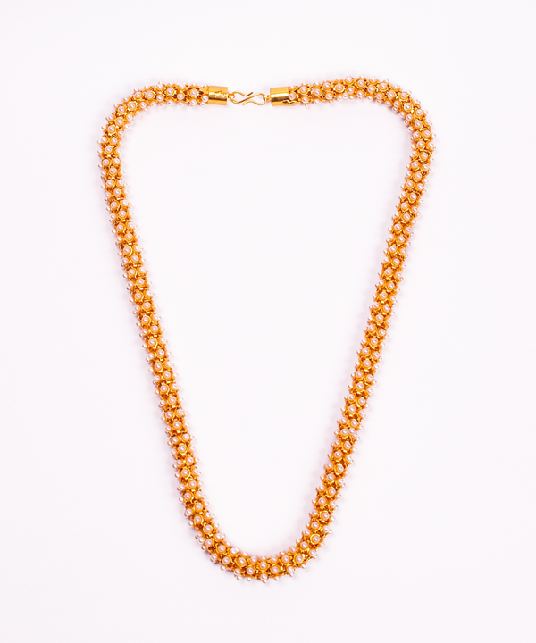 Gold-Plated Alloy Pearl Studded Chain Necklace - The Pari - Distacart
