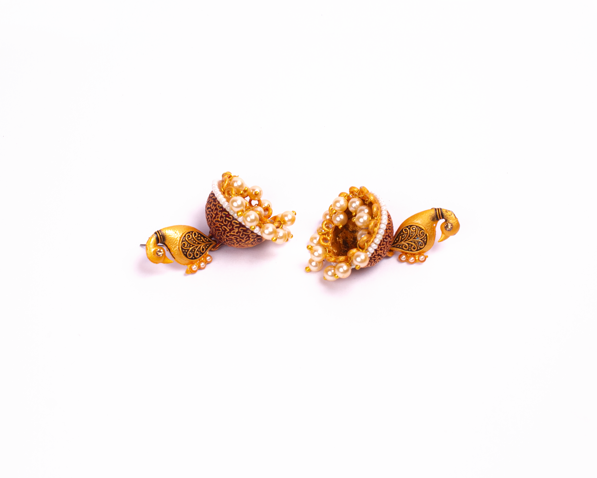 Gold-Plated Alloy Peacock Shape Jhumki Earrings - The Pari - Distacart