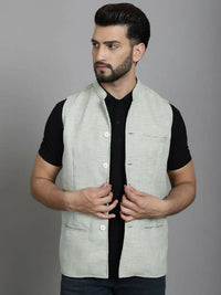 Thumbnail for Even Apparels Nehru Jacket With Welt Pockets - Green - Distacart