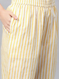 Thumbnail for Yufta Women Pink & Yellow Handblock Printed Pure Cotton Kurta with Trouser & Dupatta
