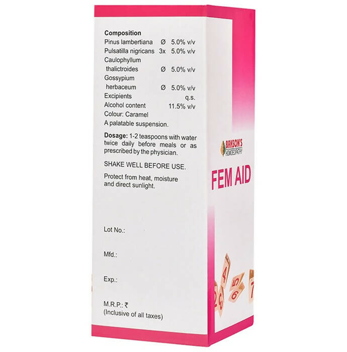 Bakson's Homeopathy Fem Aid Syrup - Distacart