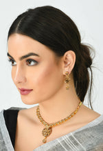 Thumbnail for Mominos Fashion Johar Kamal Gold-Plated Brass Finish Stone Choker For Women (Golden) - Distacart