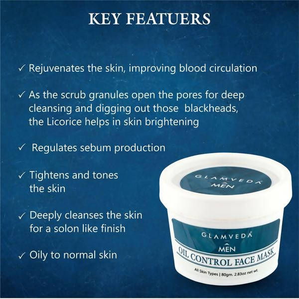 Glamveda Men Oil Control With Aha, Bha & Niacinamide Face Mask