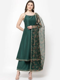 Thumbnail for Myshka Women Green Kurta with Palazzos & With Dupatta - Distacart
