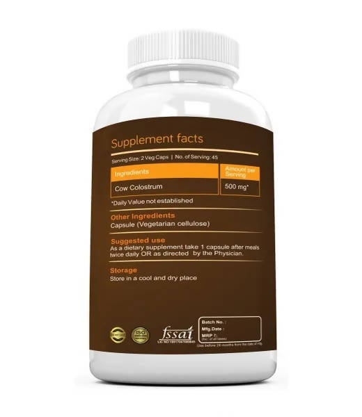 Ramini Bio Nutrition Colostrum 500mg Veg Capsules - Distacart