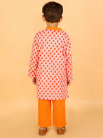 Thumbnail for Lil Drama Boys Kurta With Pyjama Set - Orange - Distacart