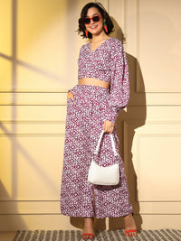 Thumbnail for Pink Crepe Digital Printed Top With Matching Trouser - Shivani - Distacart