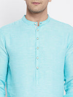 Thumbnail for Even Apparels Pure Cotton Men's Kurta in Blue Color With Band Collar - Distacart