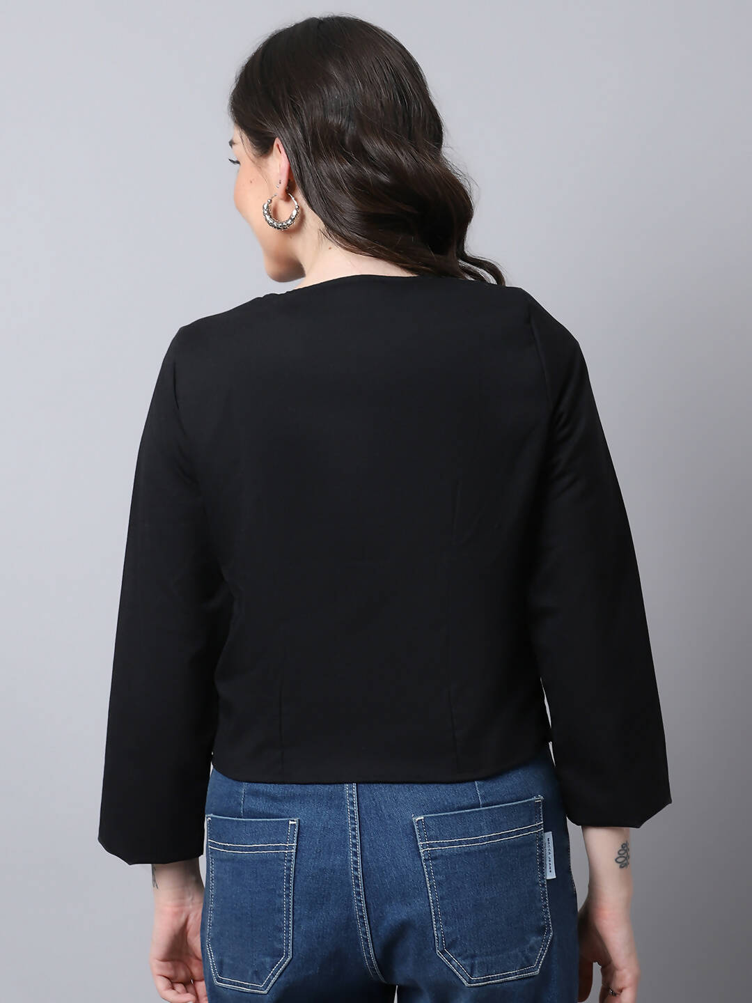 Even Apparels Black Linen Cotton Open Front Statement Women's Jacket - Distacart