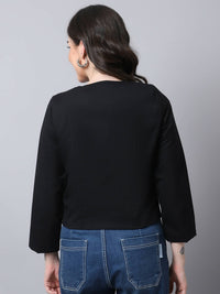 Thumbnail for Even Apparels Black Linen Cotton Open Front Statement Women's Jacket - Distacart