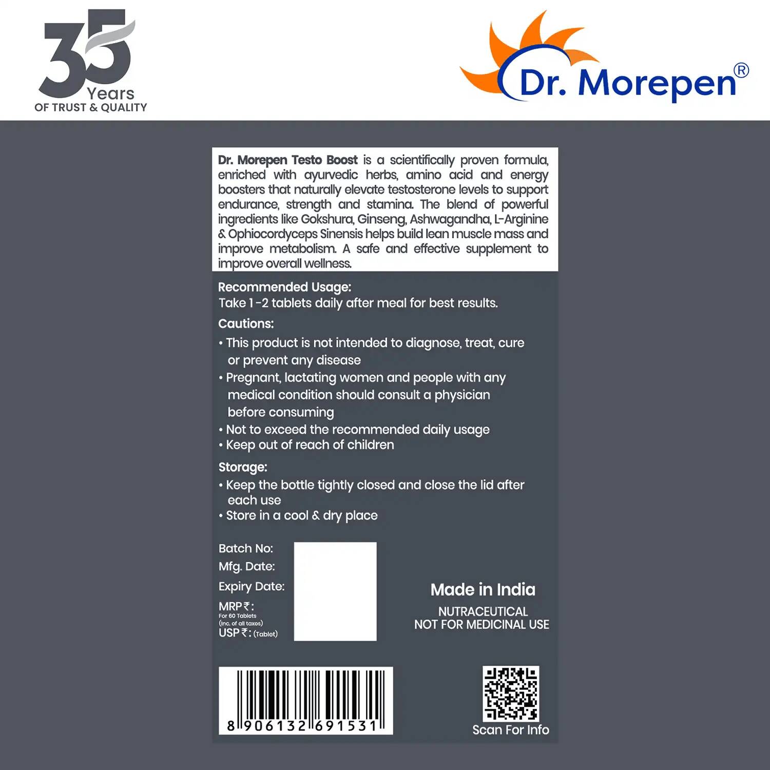 Dr. Morepen S J Capsules and Testosterone Booster Tablets Combo - Distacart