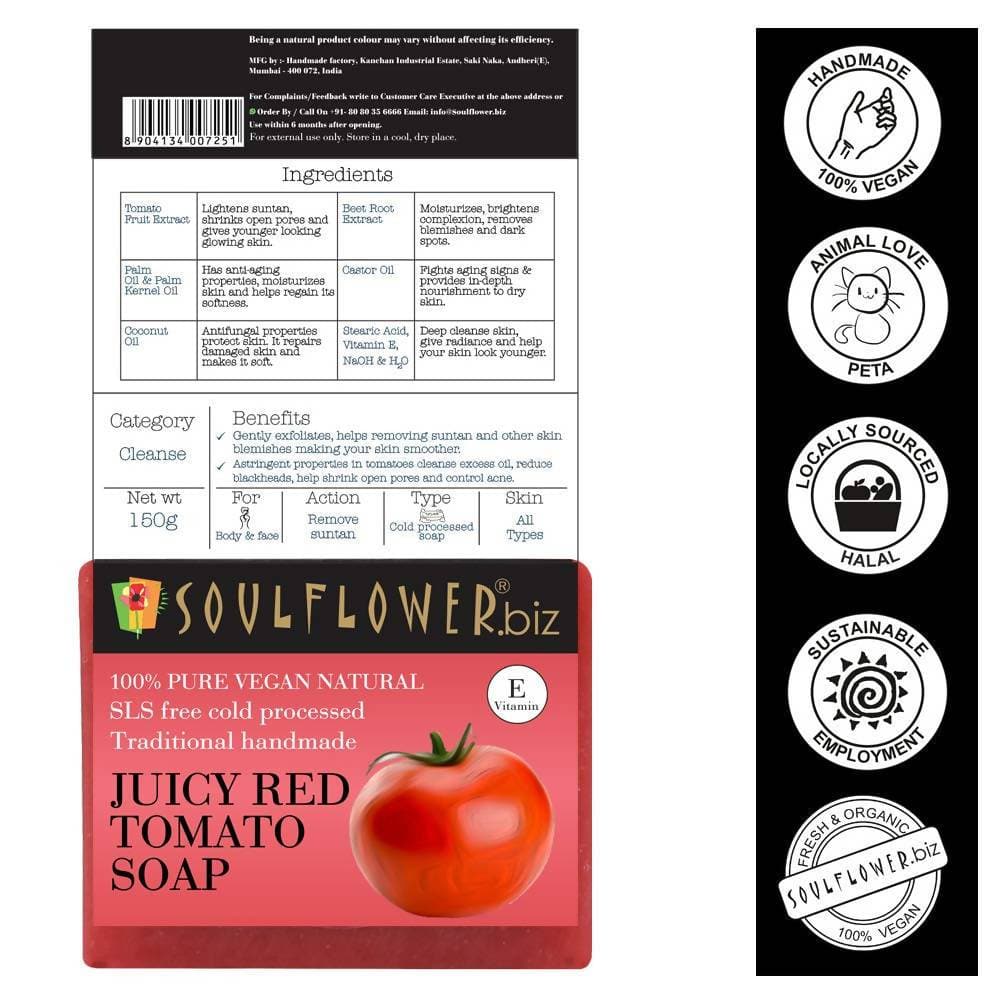 Soulflower Juicy Red Tomato Handmade Soap - Distacart