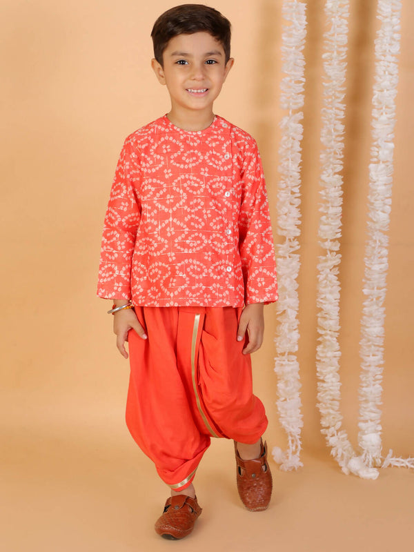 Lil Drama Boys Kurta Dhoti Set - Orange - Distacart