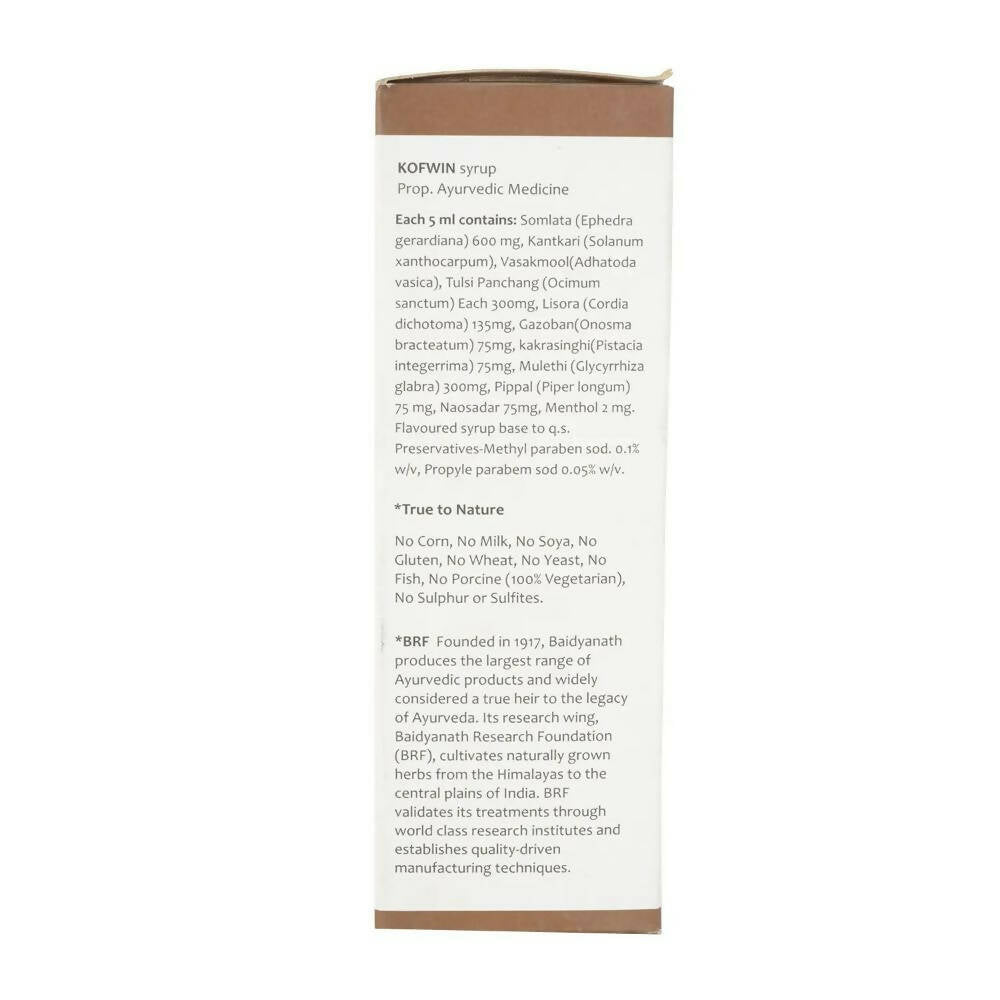 Baidyanath Jhansi Ayurvedant Kofwin Herbal Cough Syrup - Distacart