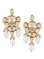 Thumbnail for Gold-Toned White Contemporary Gold-Plated Drop Earrings - Ruby Raang - Distacart