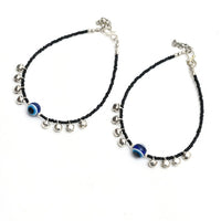 Thumbnail for Mominos Fashion Kamal Johar Nazariya Silver/Black Anklets