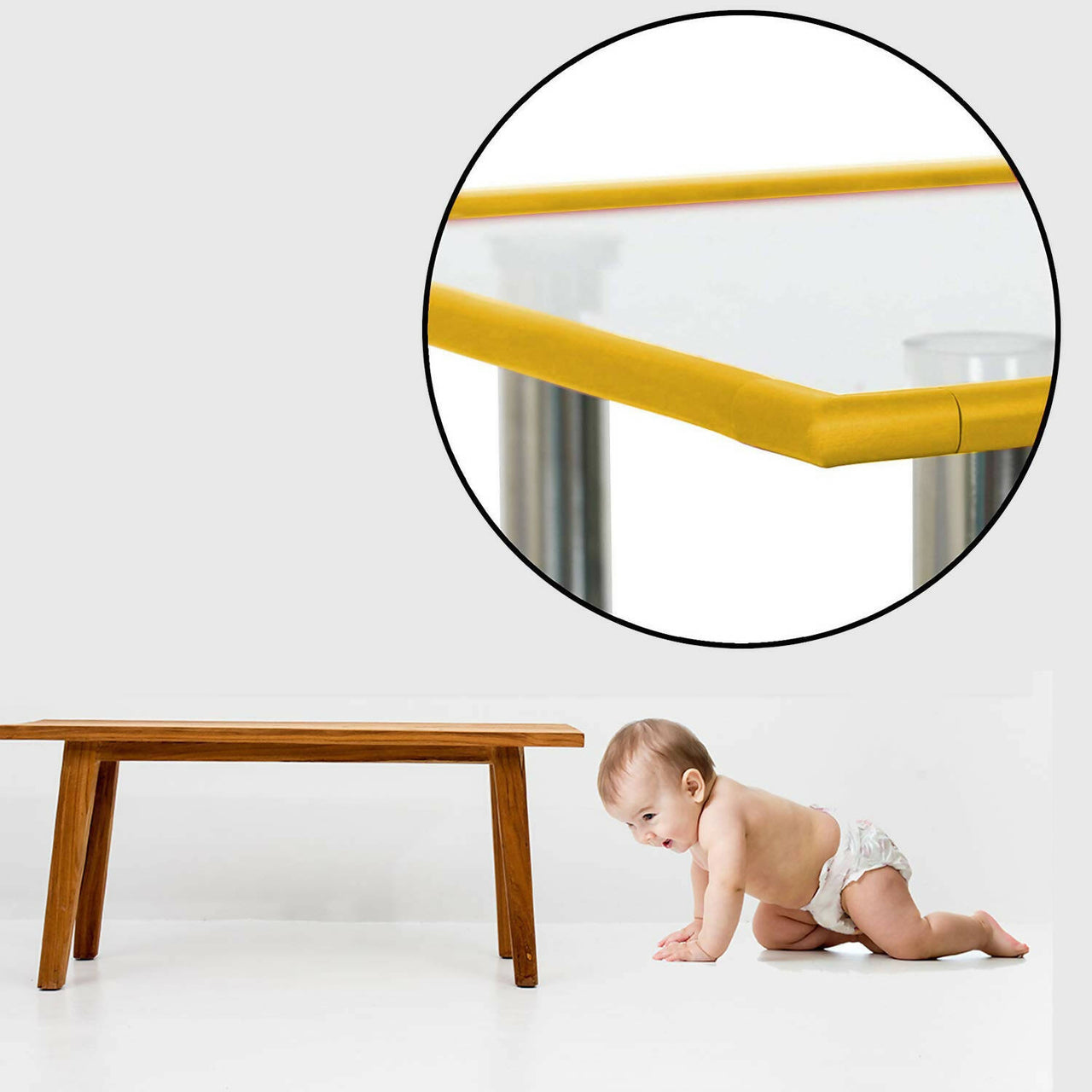 Safe-O-Kid Unique High Density L-Shaped 2 Mtr Long Mini 2 Edge Guard With 8 Corner Cushions - Grey - Distacart
