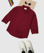 Thumbnail for Manet Boys Full Sleeves Solid Shirt - Maroon - Distacart