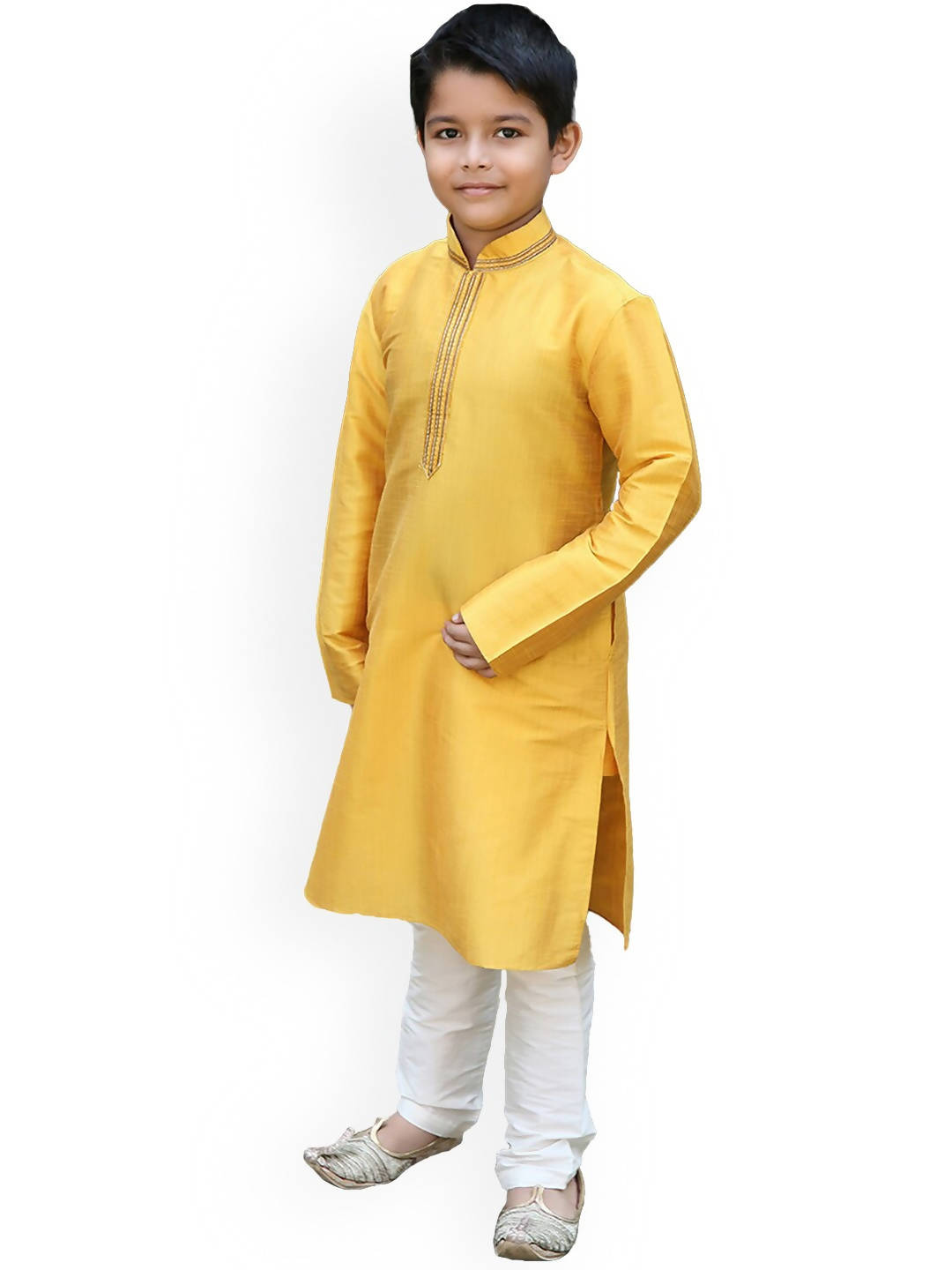 Manyavar Boys Mustard Yellow Solid Kurta Set - Distacart