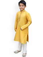 Thumbnail for Manyavar Boys Mustard Yellow Solid Kurta Set - Distacart