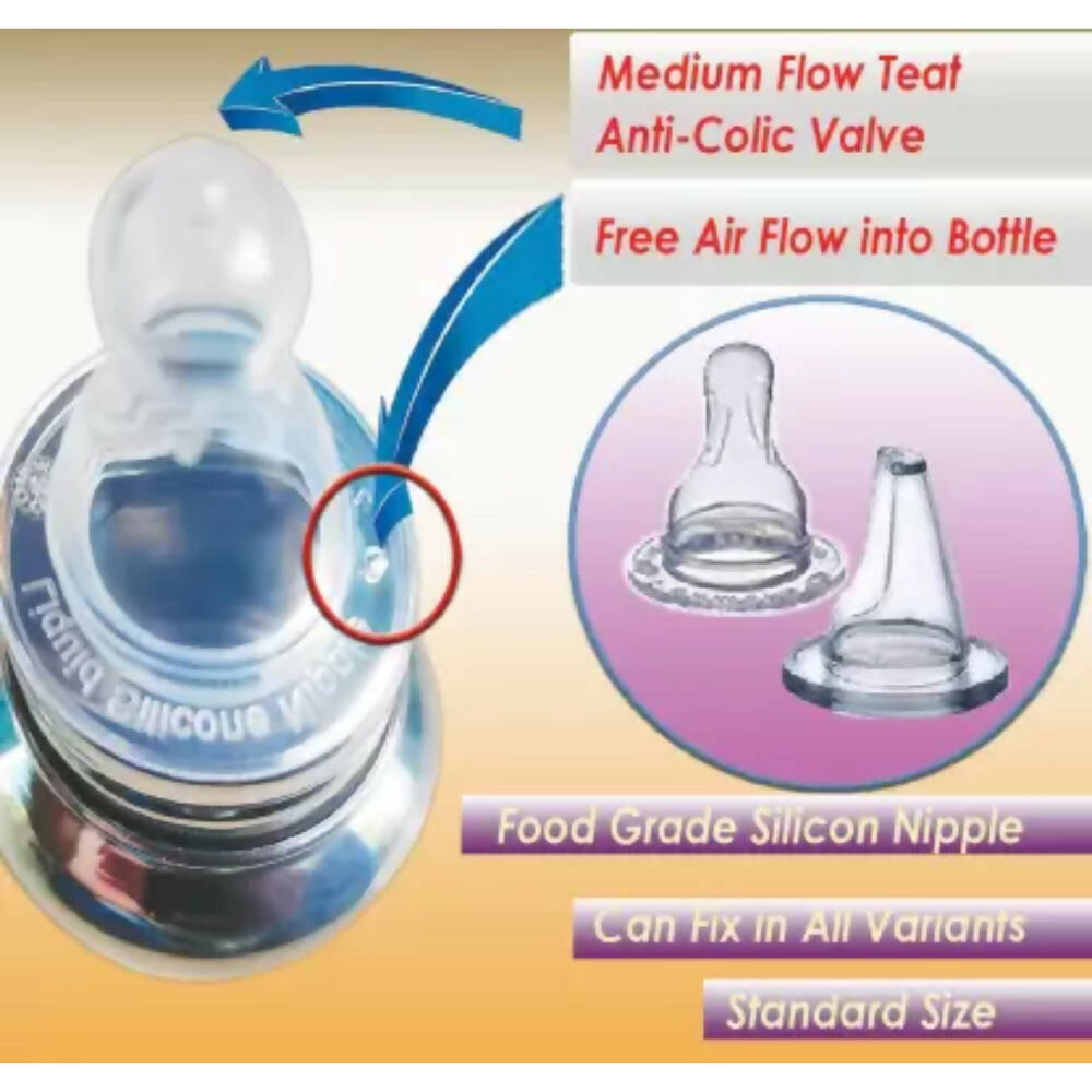 Goodmunchkins Stainless Steel Feeding Bottle 304 Grade Steel, Jointless, BPA Free, Rustfree Bottle with 2 Anti Colic Silicone Nipple For Kids - Distacart