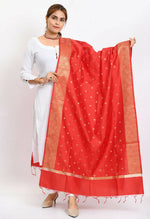 Thumbnail for Mominos Fashion Moeza Women's Banarsi Silk Woven Design Red Dupatta - Distacart