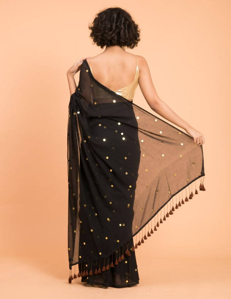 Suta Black Embellished Sequinned Pure Cotton Saree - Distacart