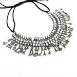 Thumbnail for Mominos Fashion Johar Kamal Oxidised Silver-Plated Brass Finish Kundan Necklace For Women (Silver) - Distacart