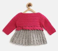 Thumbnail for ChutPut Hand knitted Crochet Maharani Wool Dress - Pink - Distacart
