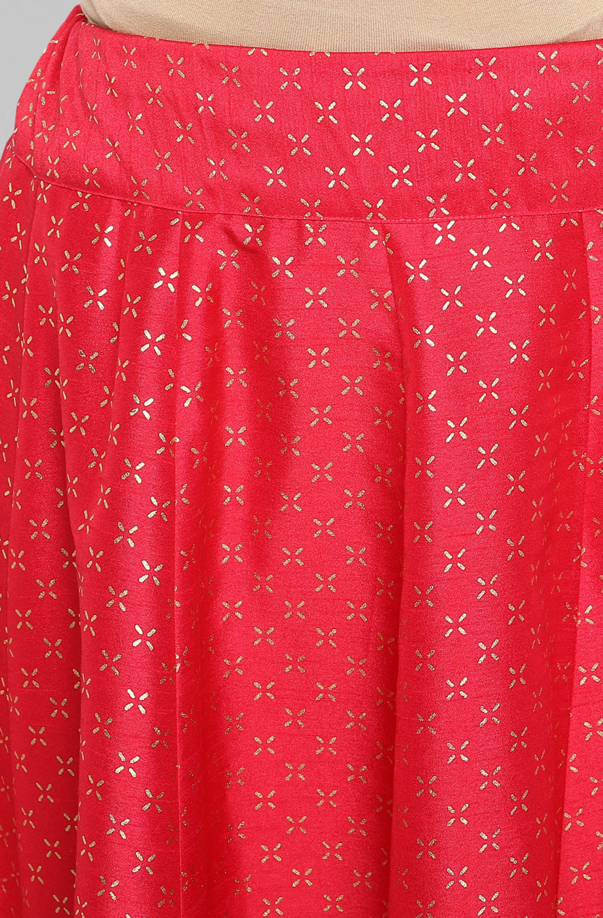 Janasya Women's Pink Poly Silk Gold Print Lehenga Choli With Dupatta - Distacart
