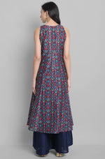 Thumbnail for Janasya Women's Blue Poly Muslin Embroidered Kurta With Palazzo And Dupatta - Distacart