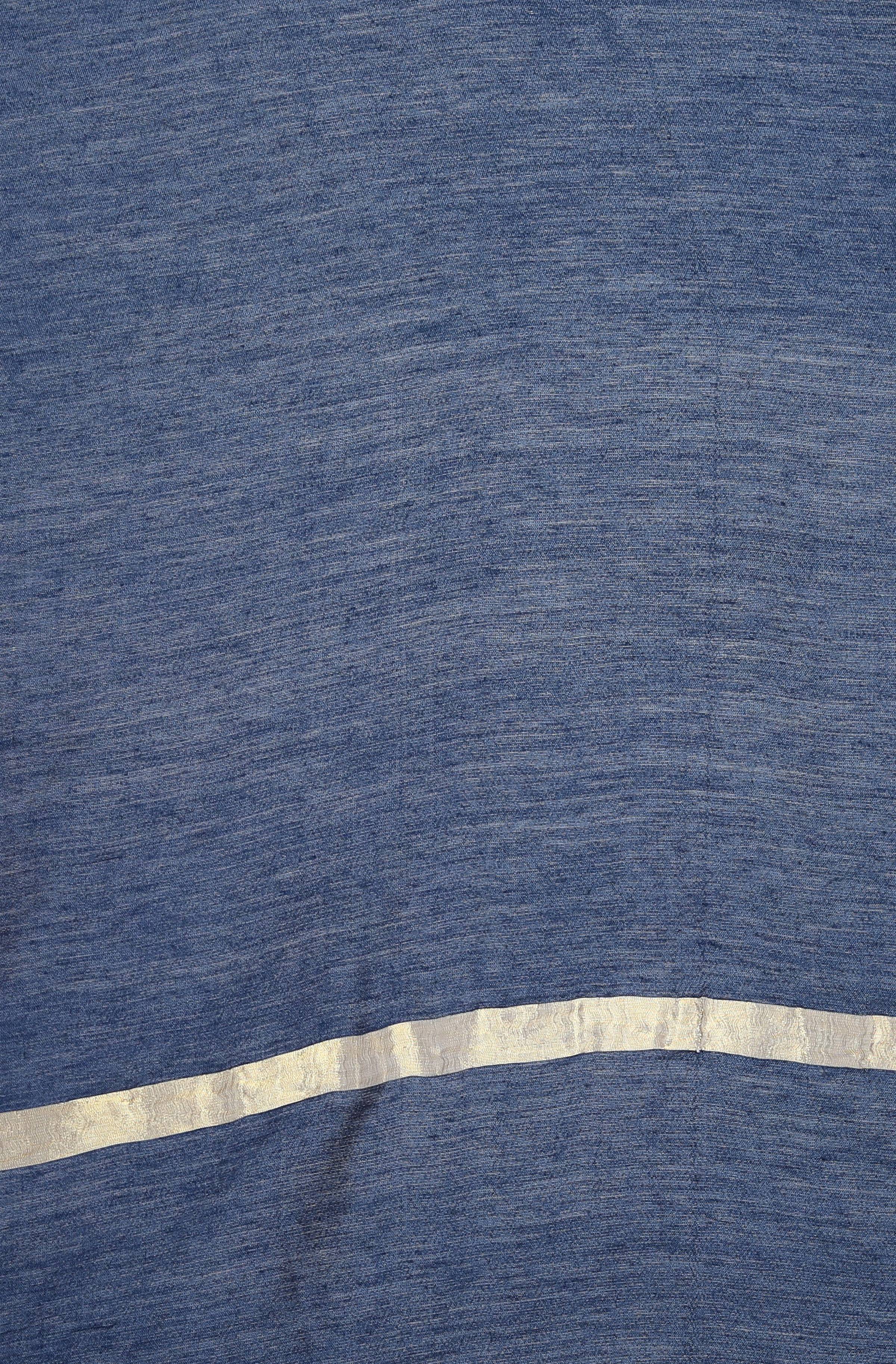 Janasya Women's Blue Poly Muslin Embroidered Kurta With Palazzo And Dupatta - Distacart