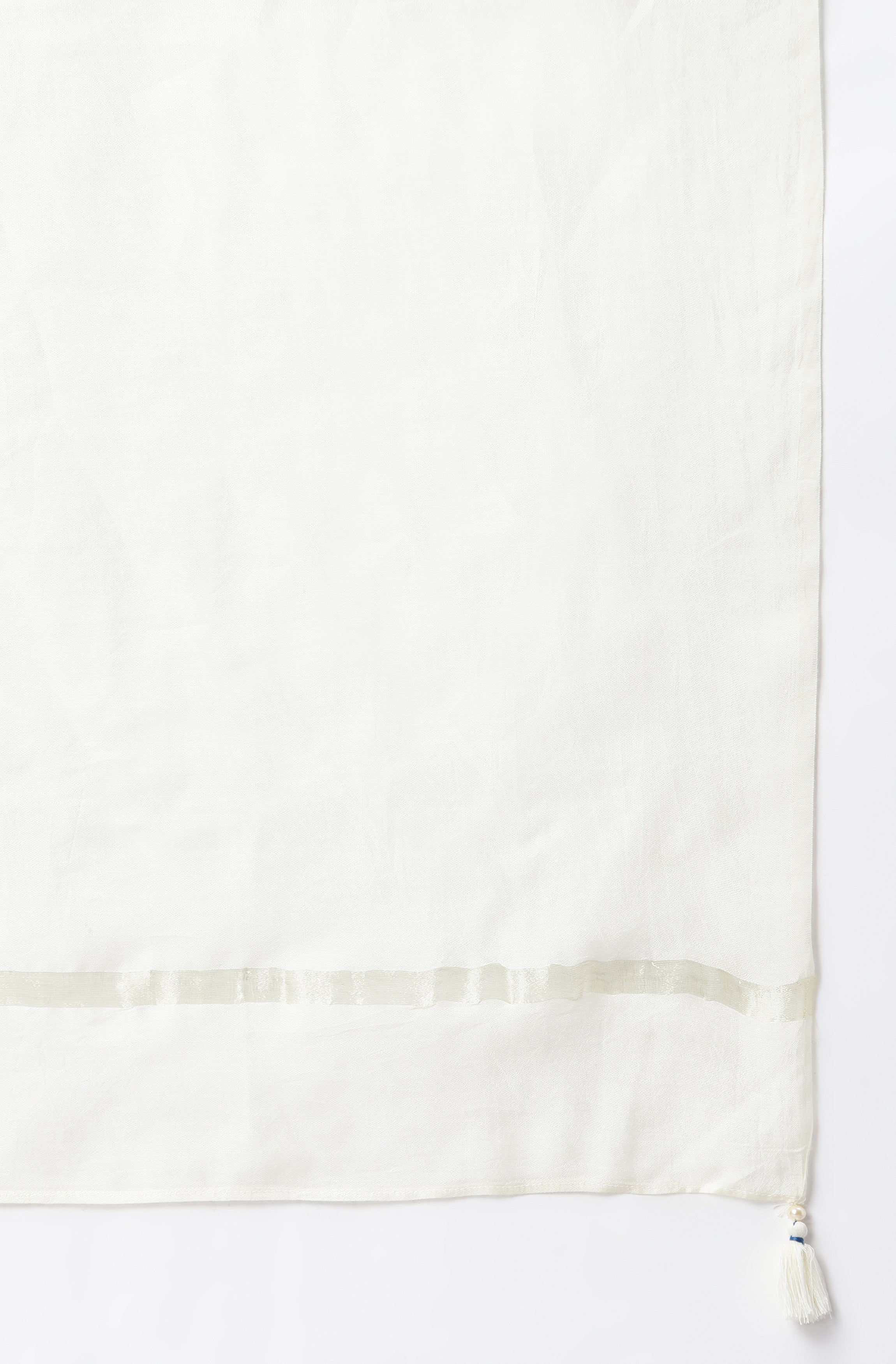 Janasya Women's Off- White Poly Silk Ethnic Motifs Kurta With Palazzo And Dupatta - Distacart