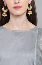 Thumbnail for Janasya Women's Grey Poly Chanderi Ethnic Motifs Kurta With Pant And Dupatta - Distacart
