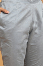 Thumbnail for Janasya Women's Grey Poly Chanderi Ethnic Motifs Kurta With Pant And Dupatta - Distacart