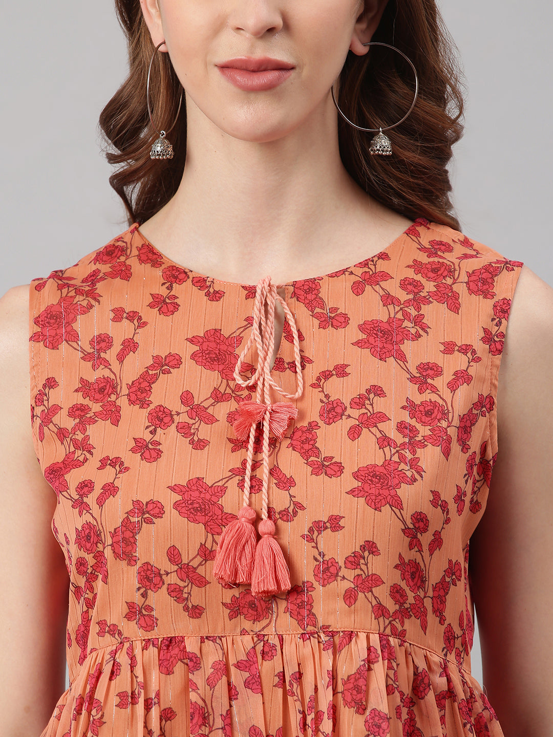 Janasya Women's Orange Poly Georgette Floral Print Regular Top - Distacart