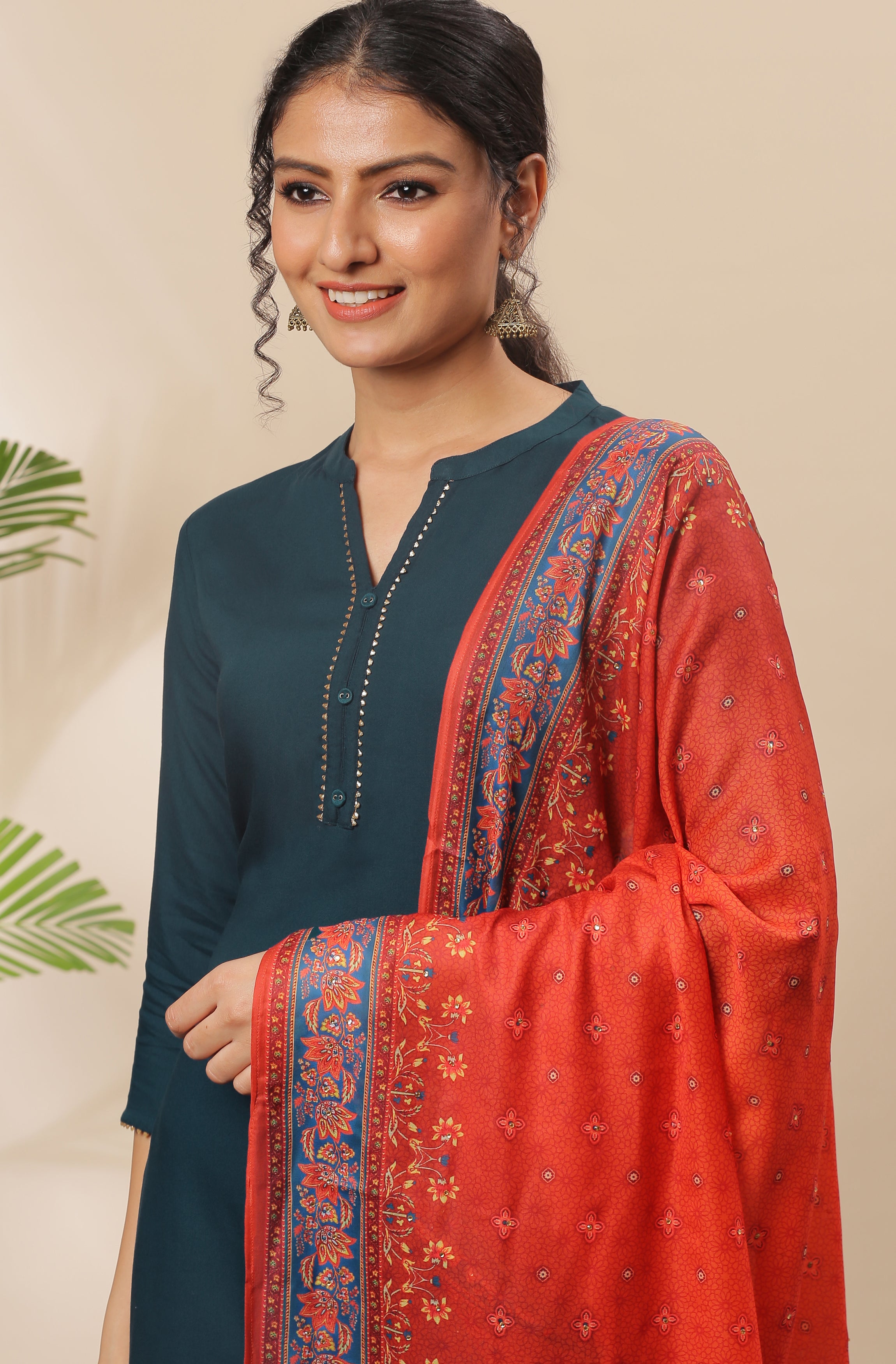 Janasya Women's Teal Rayon Solid Kurta With Pant And Dupatta - Distacart