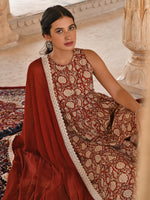 Thumbnail for Janasya Women's Rust Cotton Floral Print Kurta With Palazzo And Dupatta - Distacart