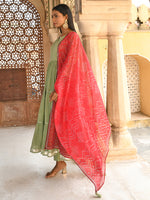 Thumbnail for Janasya Women's Pastel Green Cotton Solid Kurta With Pant And Dupatta - Distacart