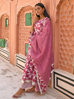 Thumbnail for Janasya Women's White Cotton Floral Print Kurta With Palazzo And Dupatta - Distacart