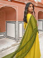 Thumbnail for Janasya Women's Yellow Georgette Solid Kurta With Palazzo And Dupatta - Distacart