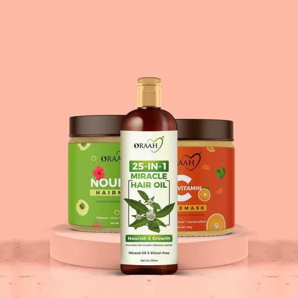 Oraah Beauty Care Combo (Hair oil + Hair Mask + Vitamin C Face Mask) - Distacart