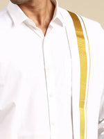 Thumbnail for Ramraj Cotton Mens Wedding White Regular Dhoti, Shirt & Towel Set Subhakalyan 1