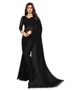 Thumbnail for Vamika Net Brasso Black Light Weight Trendy Look Bollywood Style Saree - Distacart