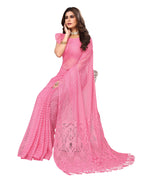 Thumbnail for Vamika Net Brasso Pink Light Weight Trendy Look Bollywood Style Saree - Distacart