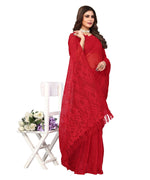 Thumbnail for Vamika Net Brasso Red Light Weight Trendy Look Bollywood Style Saree - Distacart