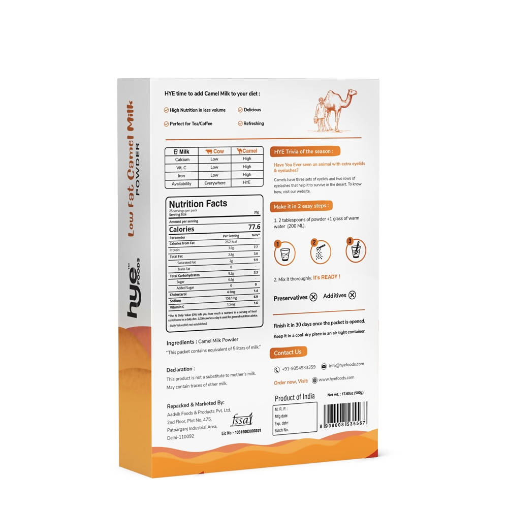 Aadvik Hye Foods Low Fat Camel Milk Powder - Distacart