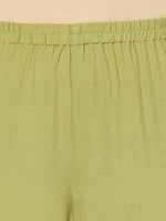Thumbnail for Aniyah Rayon Parrot Green Color Block Print Flared Slip-On Palazzo (AN-196K)