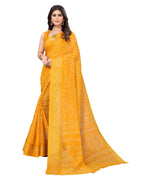Thumbnail for Vamika Linen Jari Border Yellow Bollywood Style Saree - Distacart
